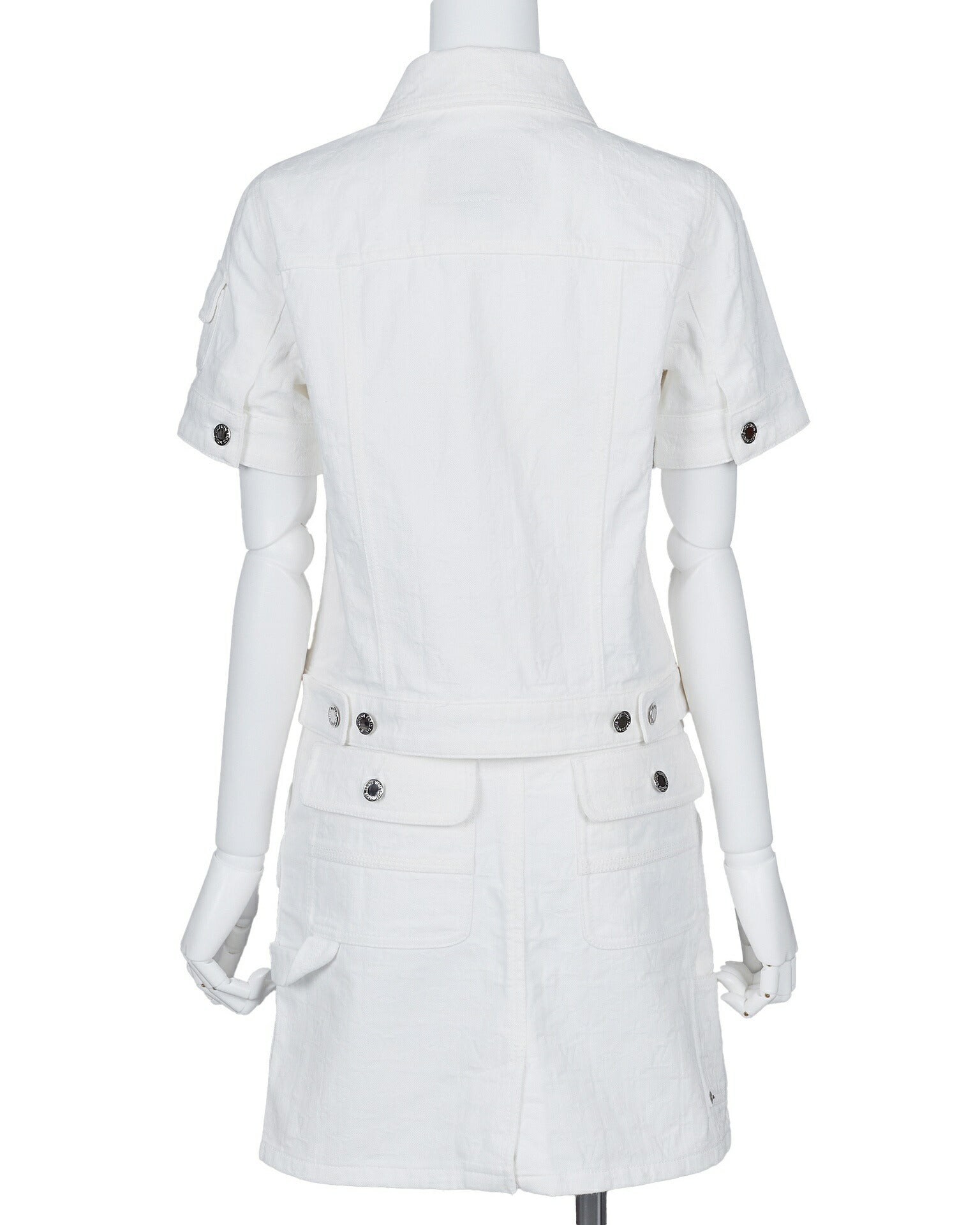 Louis Vuitton Set Up Jacket and Skirt, Monogram, Cotton, White, Silver-Tone Hardware, Pre-Owned - Vintage La Charme