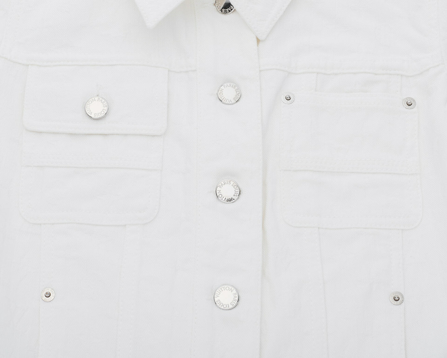 Louis Vuitton Set Up Jacket and Skirt, Monogram, Cotton, White, Silver-Tone Hardware, Pre-Owned - Vintage La Charme