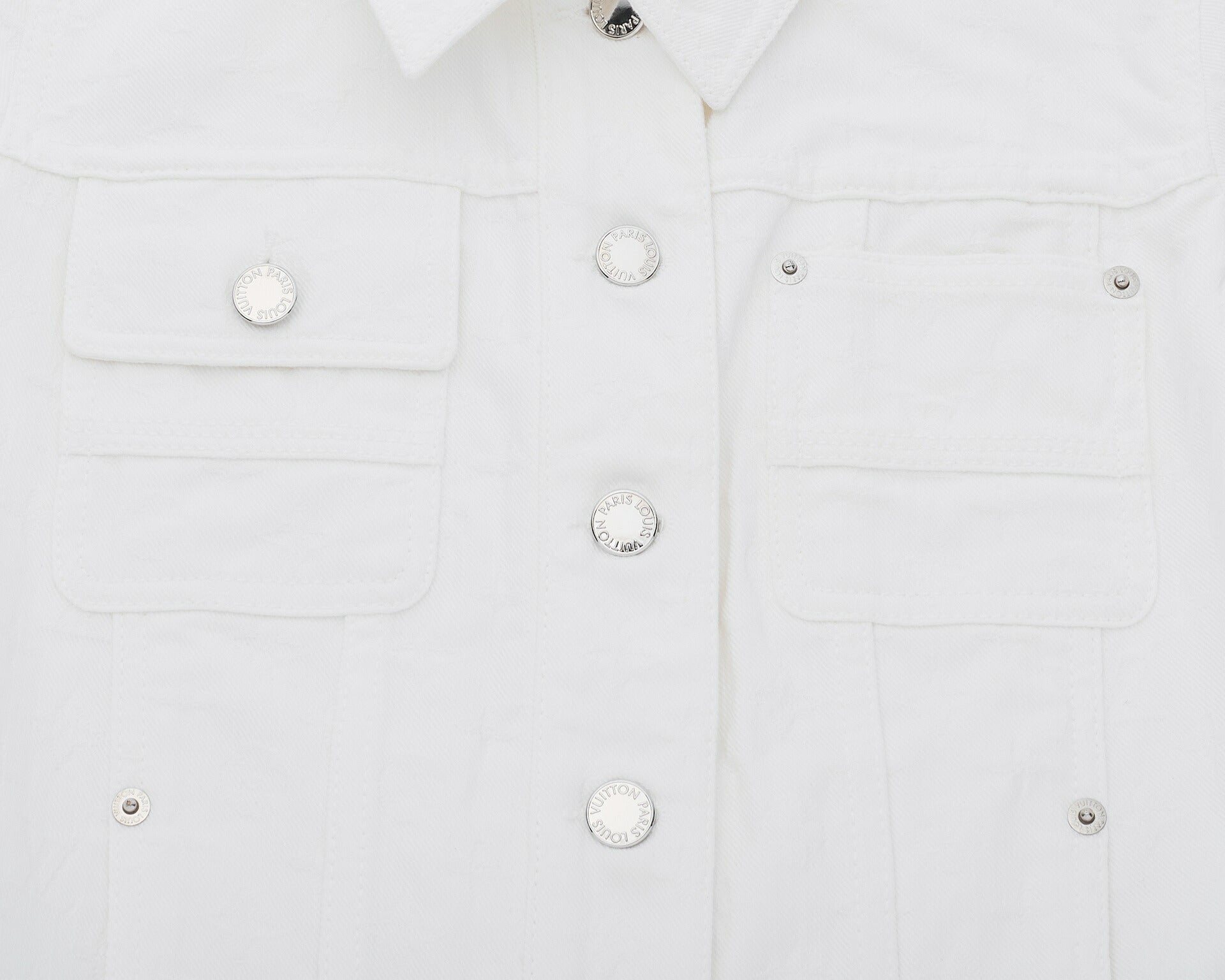 Louis Vuitton Set Up Jacket and Skirt, Monogram, Cotton, White, Silver-Tone Hardware, Pre-Owned - Vintage La Charme