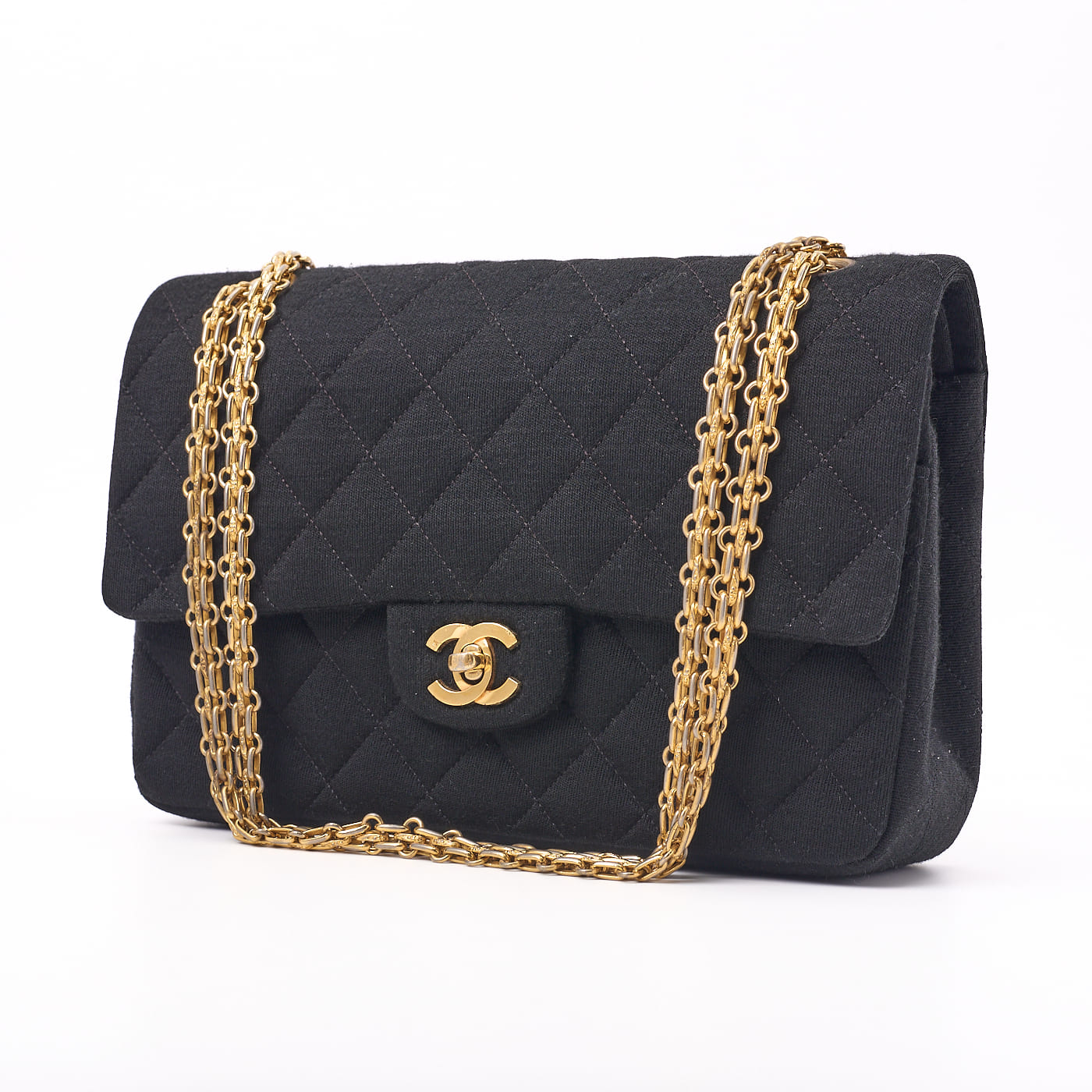 CHANEL Shoulder Bag Matelasse Turn Lock Double Flap Lambskin Black Gold-Tone Hardware Pre-Owned - Vintage La Charme
