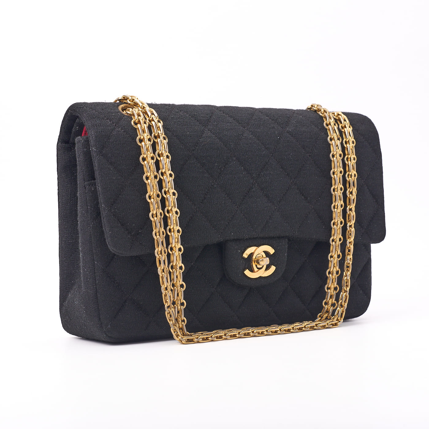 CHANEL Shoulder Bag Matelasse Turn Lock Double Flap Lambskin Black Gold-Tone Hardware Pre-Owned - Vintage La Charme