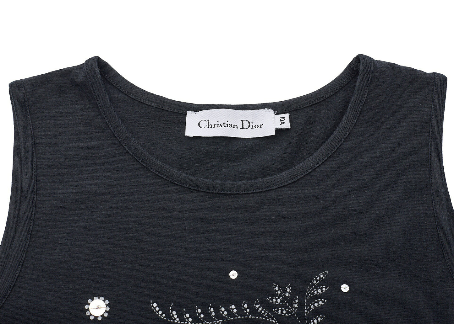 Dior Sleeveless Tank Top, Logo, Cotton, Black, Silver-Tone Hardware, Pre-Owned - Vintage La Charme