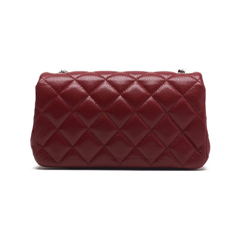 CHANEL Mini Shoulder Bag Matelasse Chain Shoulder Caviar Skin Red Silver-Tone Hardware Pre-Owned - Vintage La Charme