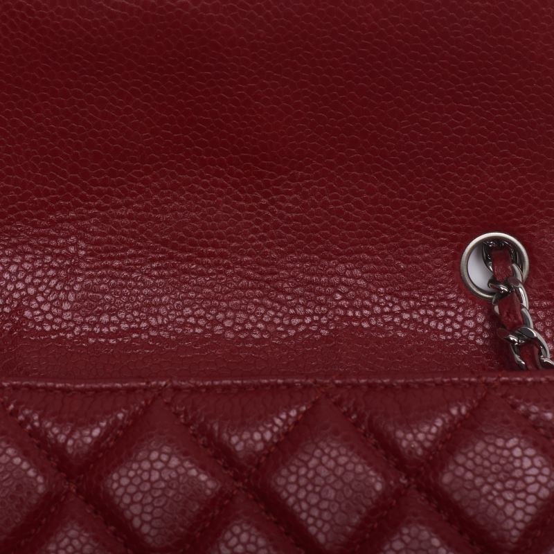 CHANEL Mini Shoulder Bag Matelasse Chain Shoulder Caviar Skin Red Silver-Tone Hardware Pre-Owned - Vintage La Charme