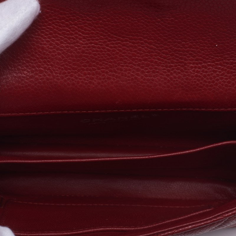 CHANEL Mini Shoulder Bag Matelasse Chain Shoulder Caviar Skin Red Silver-Tone Hardware Pre-Owned - Vintage La Charme