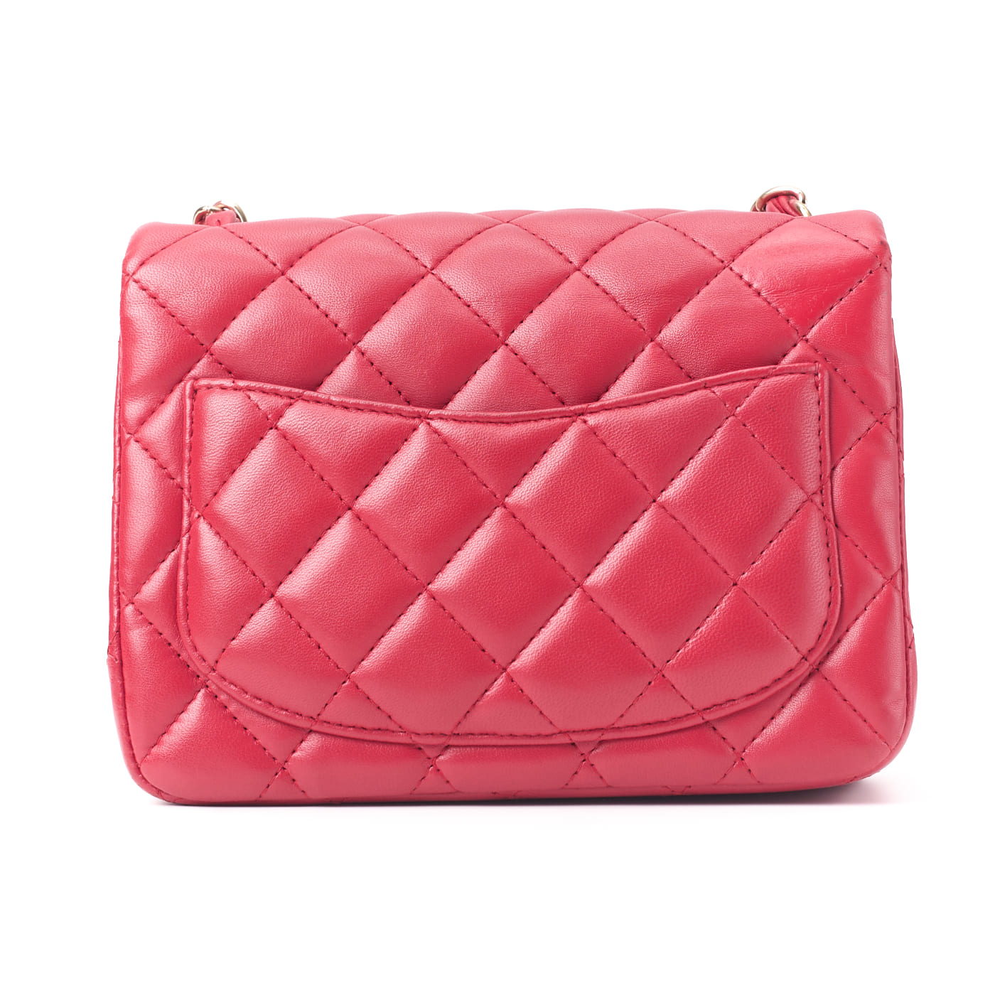 CHANEL Mini Shoulder Bag, Matelasse, Turn Lock, Lambskin, Red, Gold-Tone Hardware, Pre-Owned - Vintage La Charme