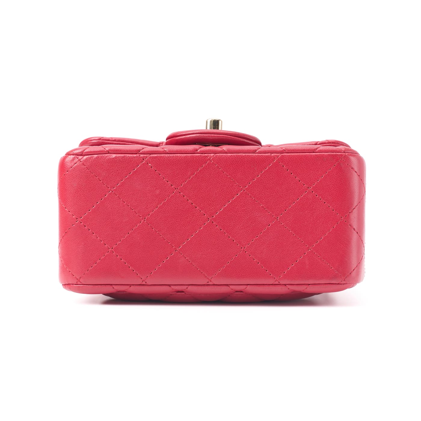 CHANEL Mini Shoulder Bag, Matelasse, Turn Lock, Lambskin, Red, Gold-Tone Hardware, Pre-Owned - Vintage La Charme