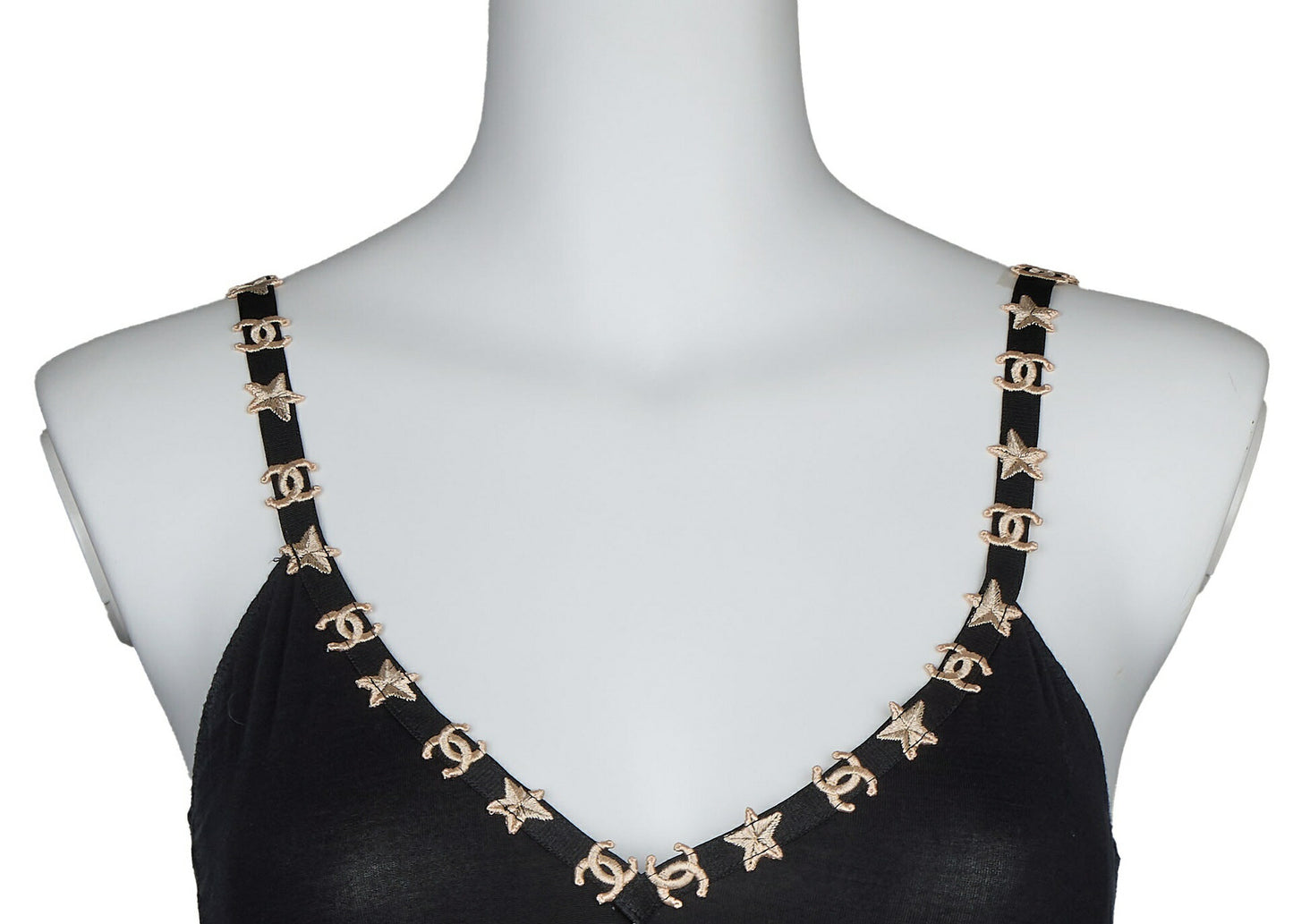 CHANEL Camisole T-Shirt, Coco Mark Star, Black, Pre-Owned - Vintage La Charme