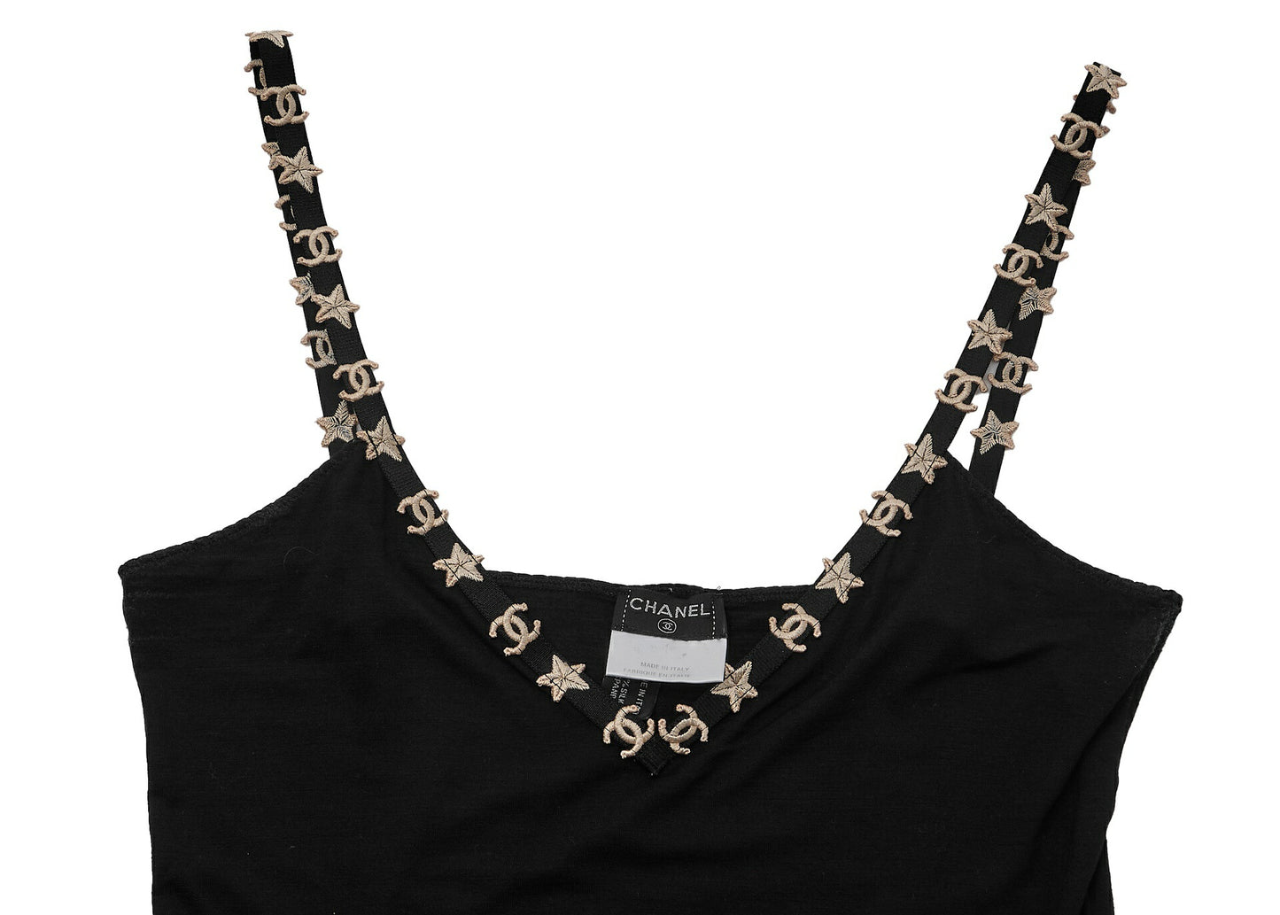 CHANEL Camisole T-Shirt, Coco Mark Star, Black, Pre-Owned - Vintage La Charme