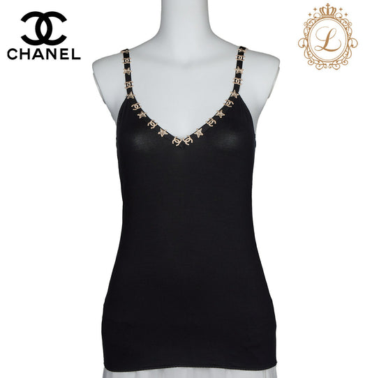 CHANEL Camisole T-Shirt, Coco Mark Star, Black, Pre-Owned - Vintage La Charme