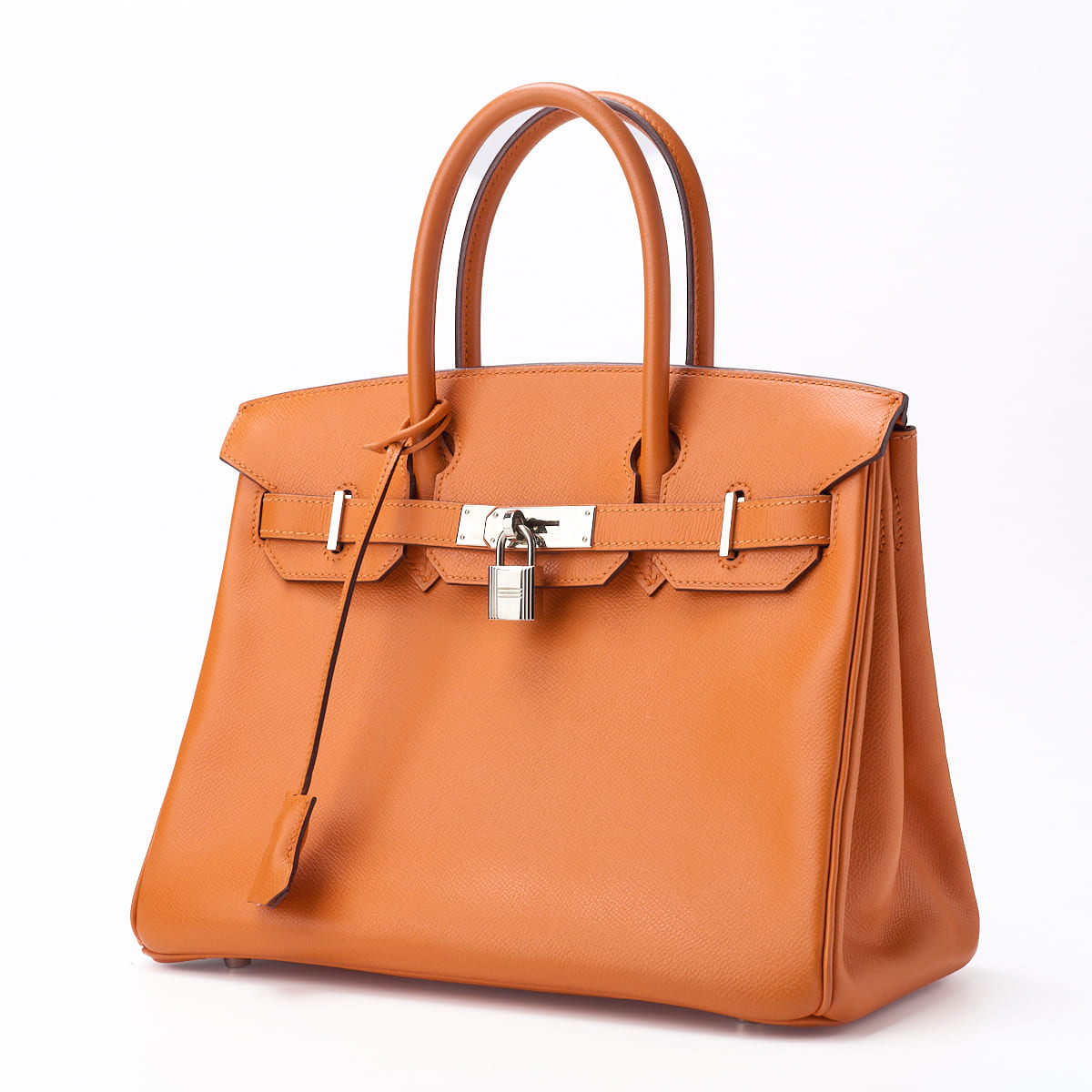 HERMES Birkin 30 Handbag Epson Orange Silver-Tone Hardware Pre-Owned - Vintage La Charme
