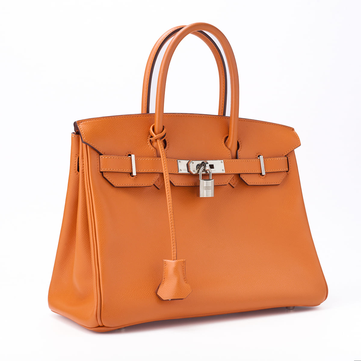 HERMES Birkin 30 Handbag Epson Orange Silver-Tone Hardware Pre-Owned - Vintage La Charme