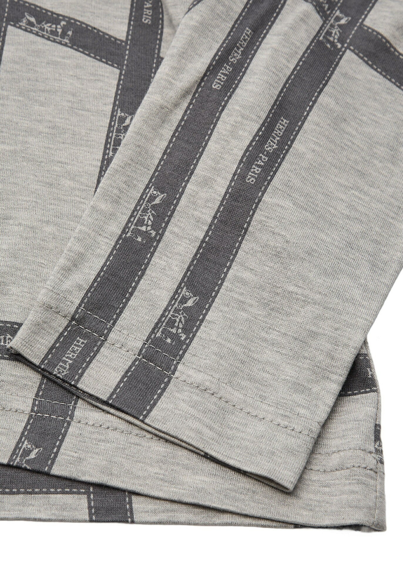 Hermes Turtleneck Long Sleeve Top, Logo Ribbon Design, Grey, Silver-Tone Hardware, Pre-Owned - Vintage La Charme