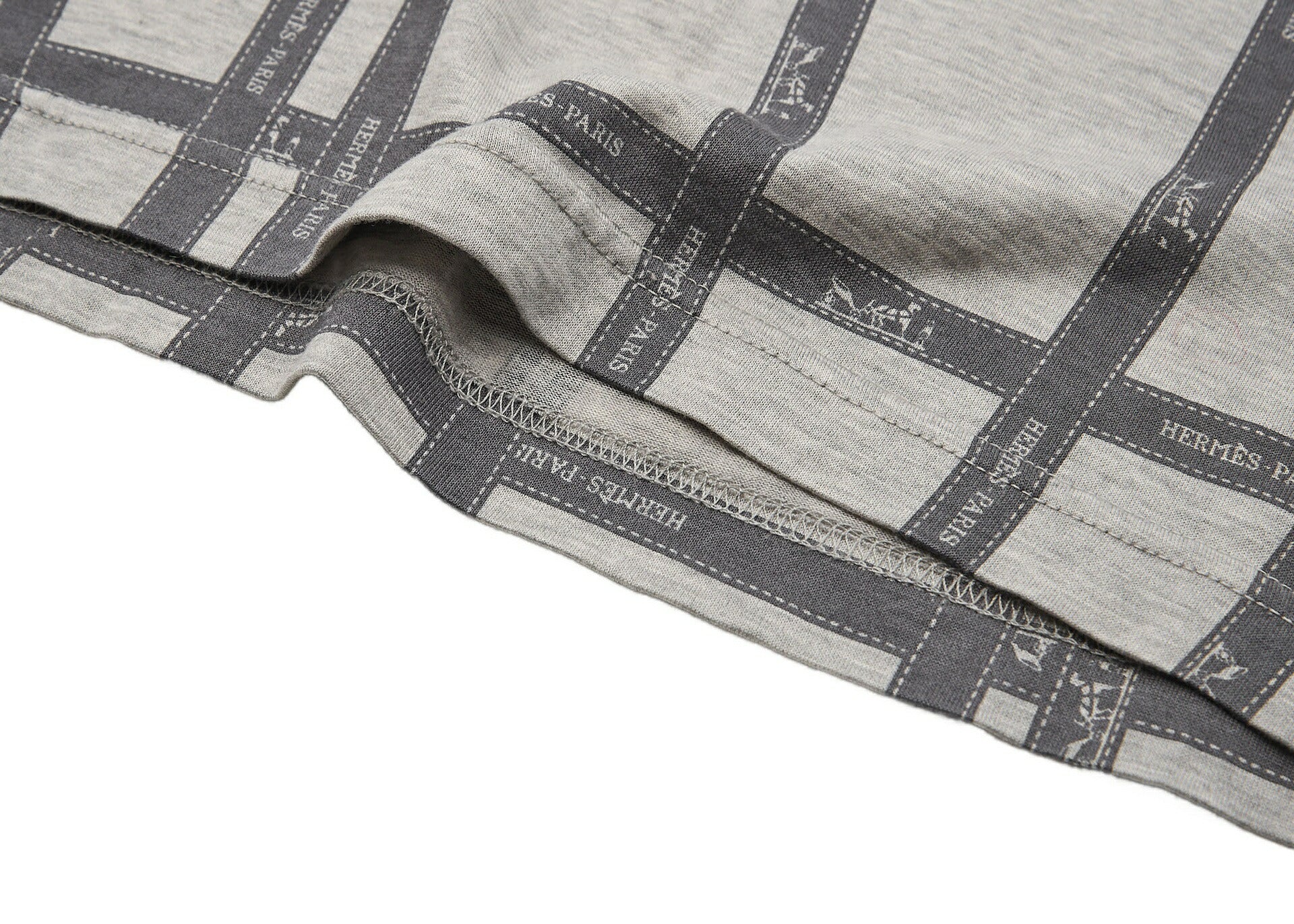 Hermes Turtleneck Long Sleeve Top, Logo Ribbon Design, Grey, Silver-Tone Hardware, Pre-Owned - Vintage La Charme