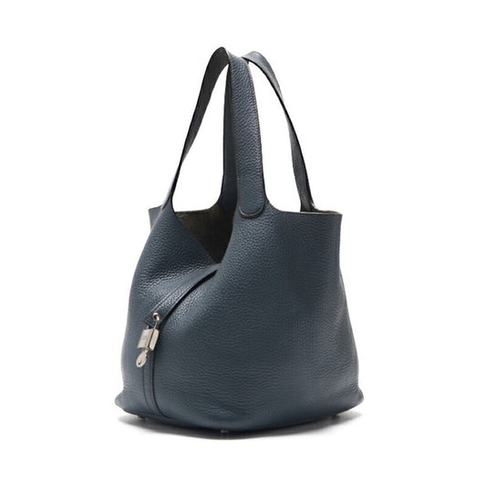 HERMES Tote Bag Picotin Rock MM Tryon Clemence Blue Orage Silver-Tone Hardware Pre-Owned - Vintage La Charme