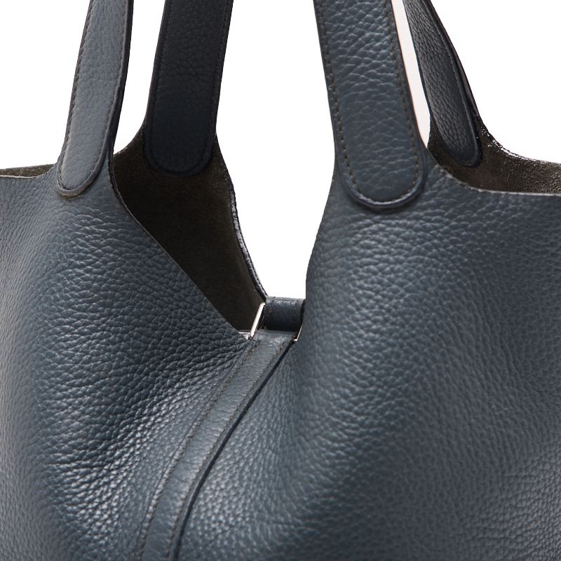 HERMES Tote Bag Picotin Rock MM Tryon Clemence Blue Orage Silver-Tone Hardware Pre-Owned - Vintage La Charme