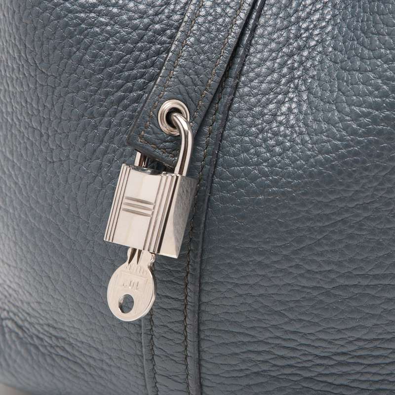 HERMES Tote Bag Picotin Rock MM Tryon Clemence Blue Orage Silver-Tone Hardware Pre-Owned - Vintage La Charme