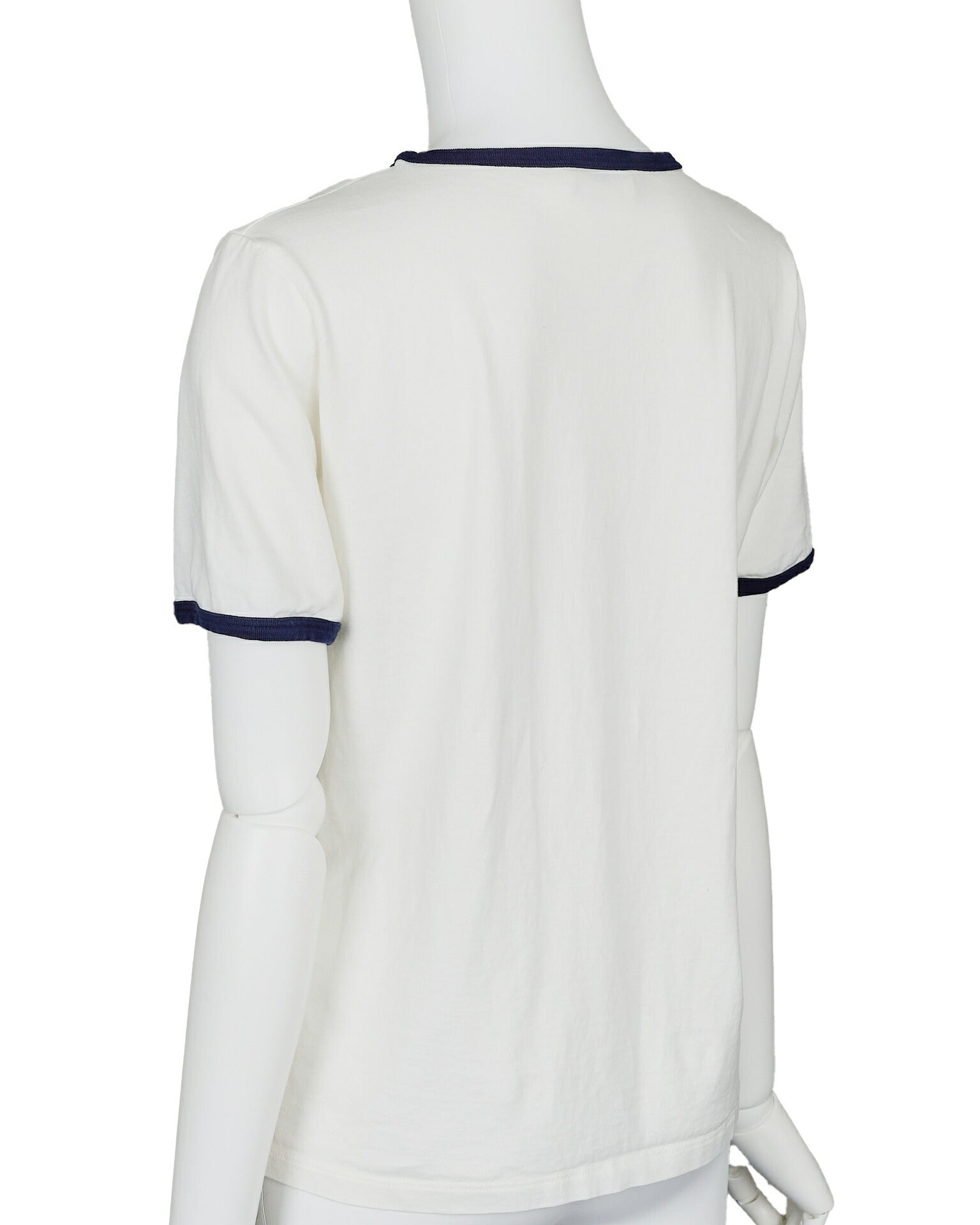 CELINE T-Shirt, Triomphe Logo, Cut and Sew, Cotton, White, Pre-Owned - Vintage La Charme