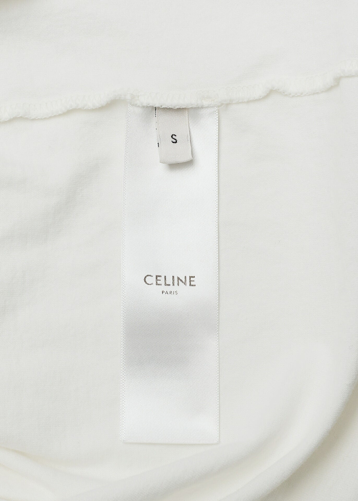 CELINE T-Shirt, Triomphe Logo, Cut and Sew, Cotton, White, Pre-Owned - Vintage La Charme