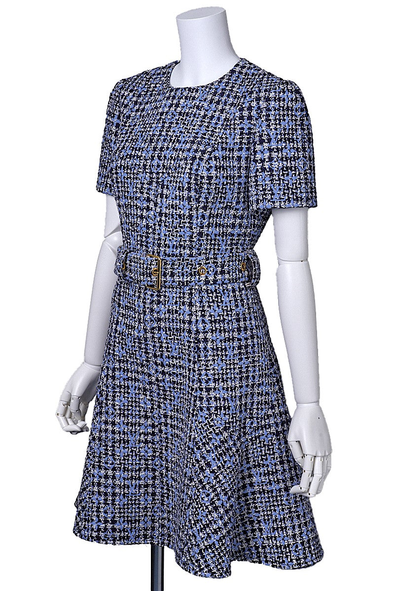 Louis Vuitton One Piece Dress, Monogram, Tweed, Blue, Gold-Tone Hardware, Pre-Owned - Vintage La Charme