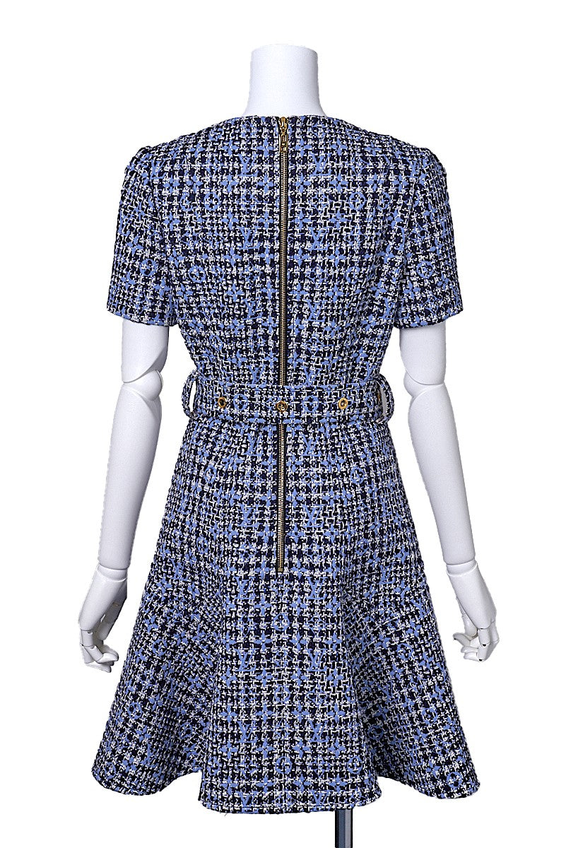 Louis Vuitton One Piece Dress, Monogram, Tweed, Blue, Gold-Tone Hardware, Pre-Owned - Vintage La Charme