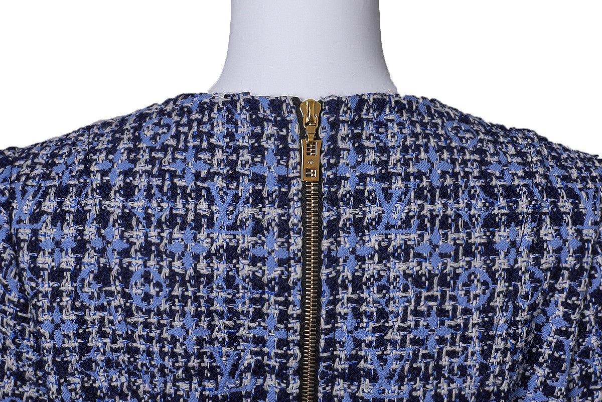 Louis Vuitton One Piece Dress, Monogram, Tweed, Blue, Gold-Tone Hardware, Pre-Owned - Vintage La Charme