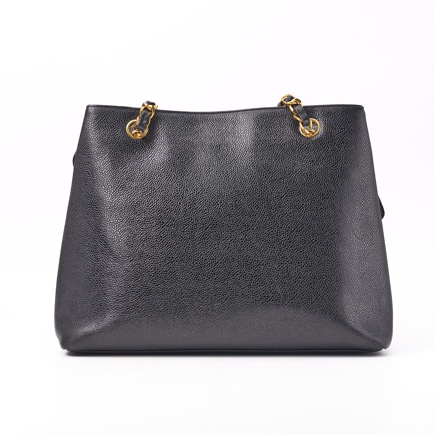 CHANEL Tote Bag, Outside Flap, Double Chain Shoulder, Caviar Skin, Black, Gold-Tone Hardware, Pre-Owned - Vintage La Charme