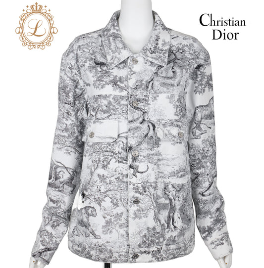 Dior Jacket, Outerwear Coat, Logo Button, Cotton, White, Silver-Tone Hardware, Pre-Owned - Vintage La Charme