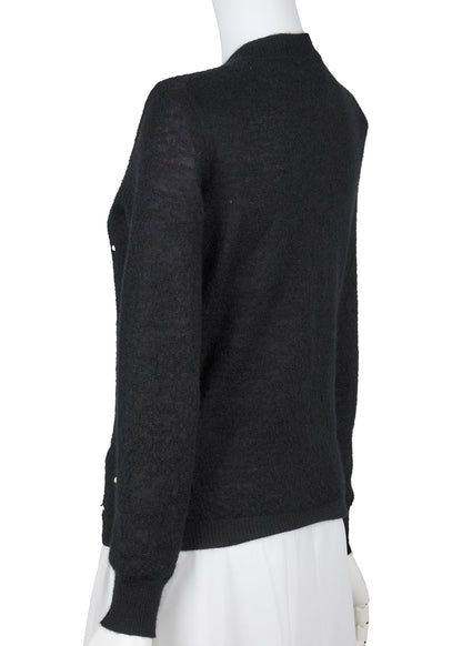 CHANEL Cardigan, Coco Button, Long Sleeve, Mohair Cashmere Blend, Black, Gold-Tone Hardware, Pre-Owned - Vintage La Charme