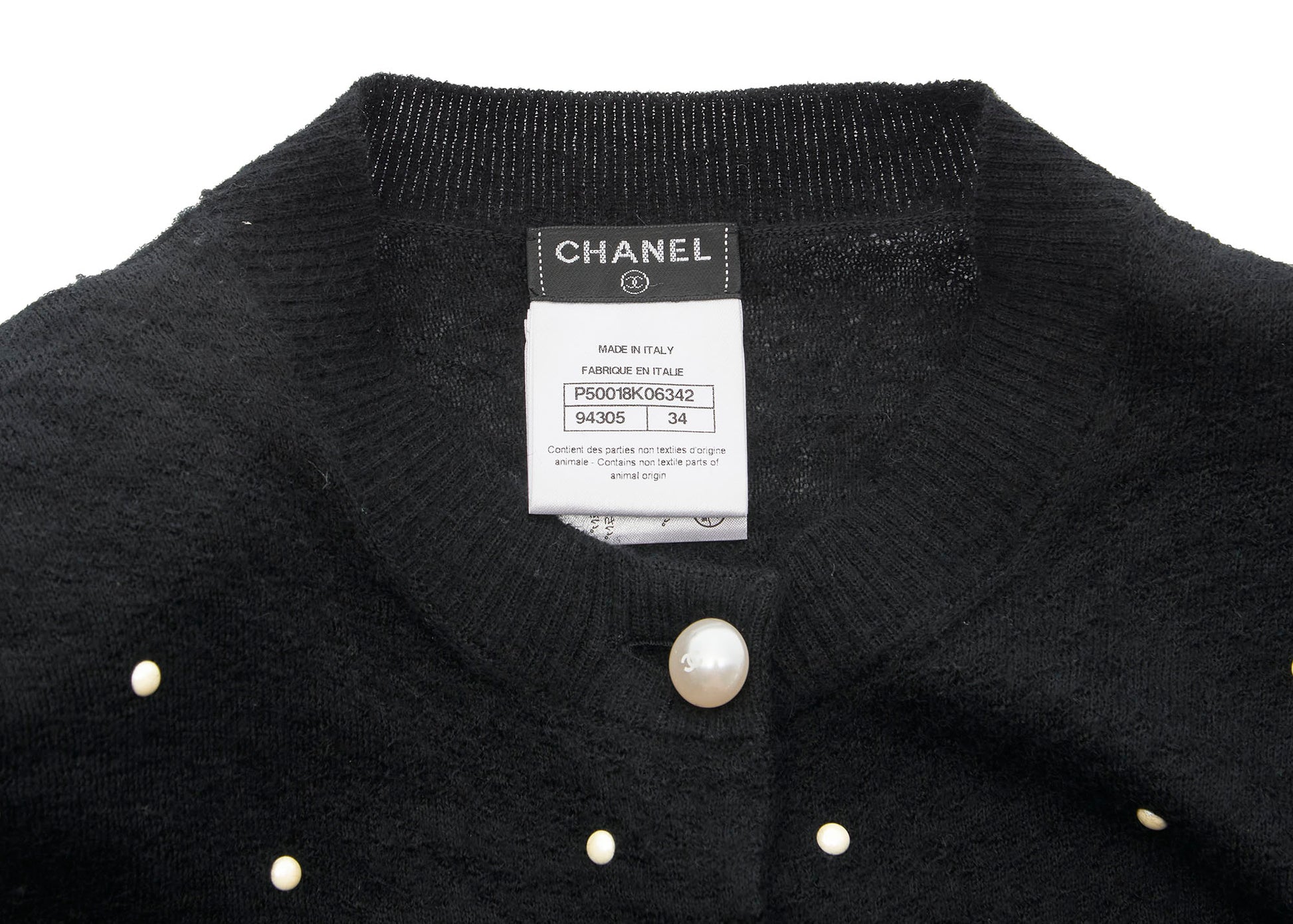 CHANEL Cardigan, Coco Button, Long Sleeve, Mohair Cashmere Blend, Black, Gold-Tone Hardware, Pre-Owned - Vintage La Charme