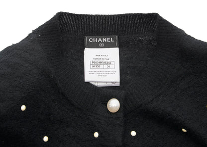 CHANEL Cardigan, Coco Button, Long Sleeve, Mohair Cashmere Blend, Black, Gold-Tone Hardware, Pre-Owned - Vintage La Charme