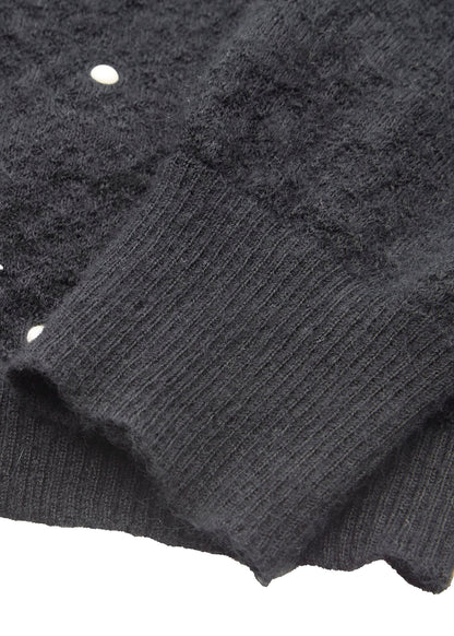 CHANEL Cardigan, Coco Button, Long Sleeve, Mohair Cashmere Blend, Black, Gold-Tone Hardware, Pre-Owned - Vintage La Charme
