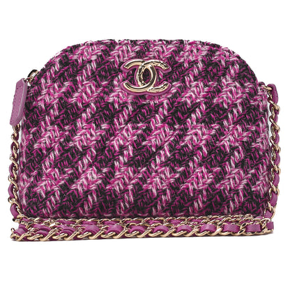 CHANEL Tweed Matelass? Coco Mark Mini Chain Shoulder Purple X Multicolor Gold-Tone Hardware, Pre-Owned