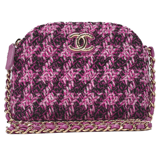CHANEL Tweed Matelass? Coco Mark Mini Chain Shoulder Purple X Multicolor Gold-Tone Hardware, Pre-Owned