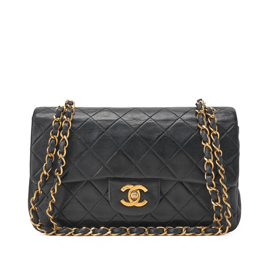 CHANEL Chain Shoulder Bag Matelasse Lambskin Black Gold-Tone Hardware Pre-Owned