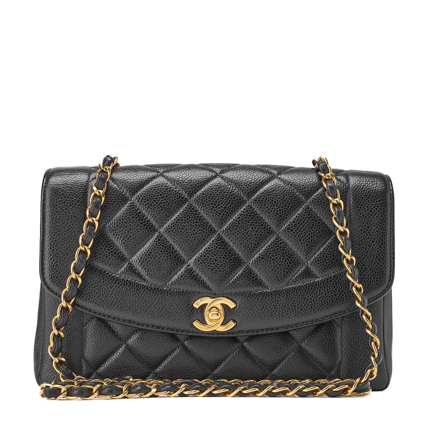 CHANEL Shoulder Bag Tote Bag Matelasse Caviar Skin Black Gold-Tone Hardware Pre-Owned