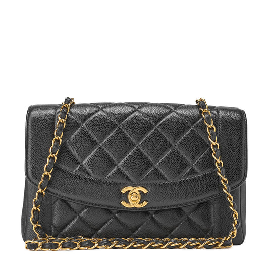 CHANEL Shoulder Bag Tote Bag Matelasse Caviar Skin Black Gold-Tone Hardware Pre-Owned
