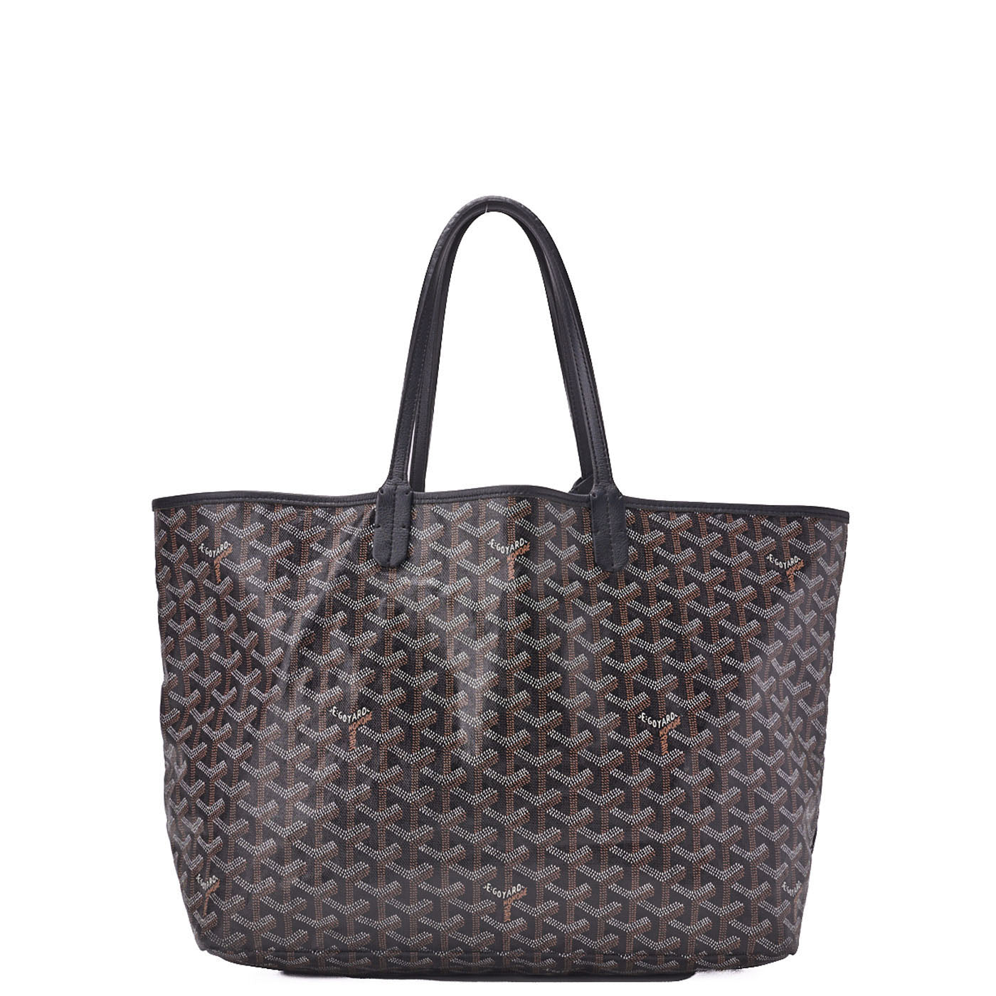 Goyard Saint Louis PM Tragetasche, Beschichtetes Canvas, Schwarz, Silberfarbene Metallteile, Gebraucht
