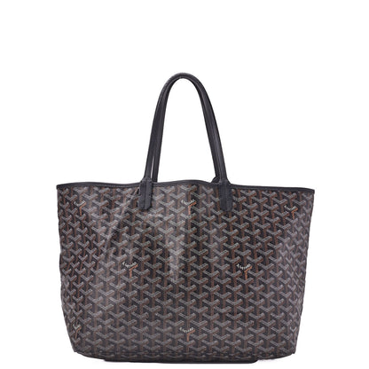 Goyard Saint Louis PM Tragetasche, Beschichtetes Canvas, Schwarz, Silberfarbene Metallteile, Gebraucht