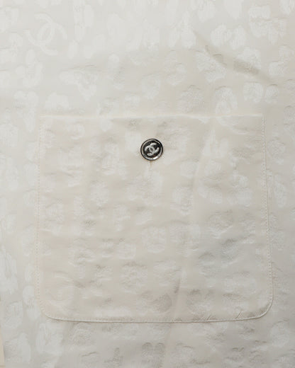 CHANEL Blouse, Long Sleeve, Leopard Ribbon, Silk, Ivory, Gold-Tone Hardware, Pre-Owned - Vintage La Charme