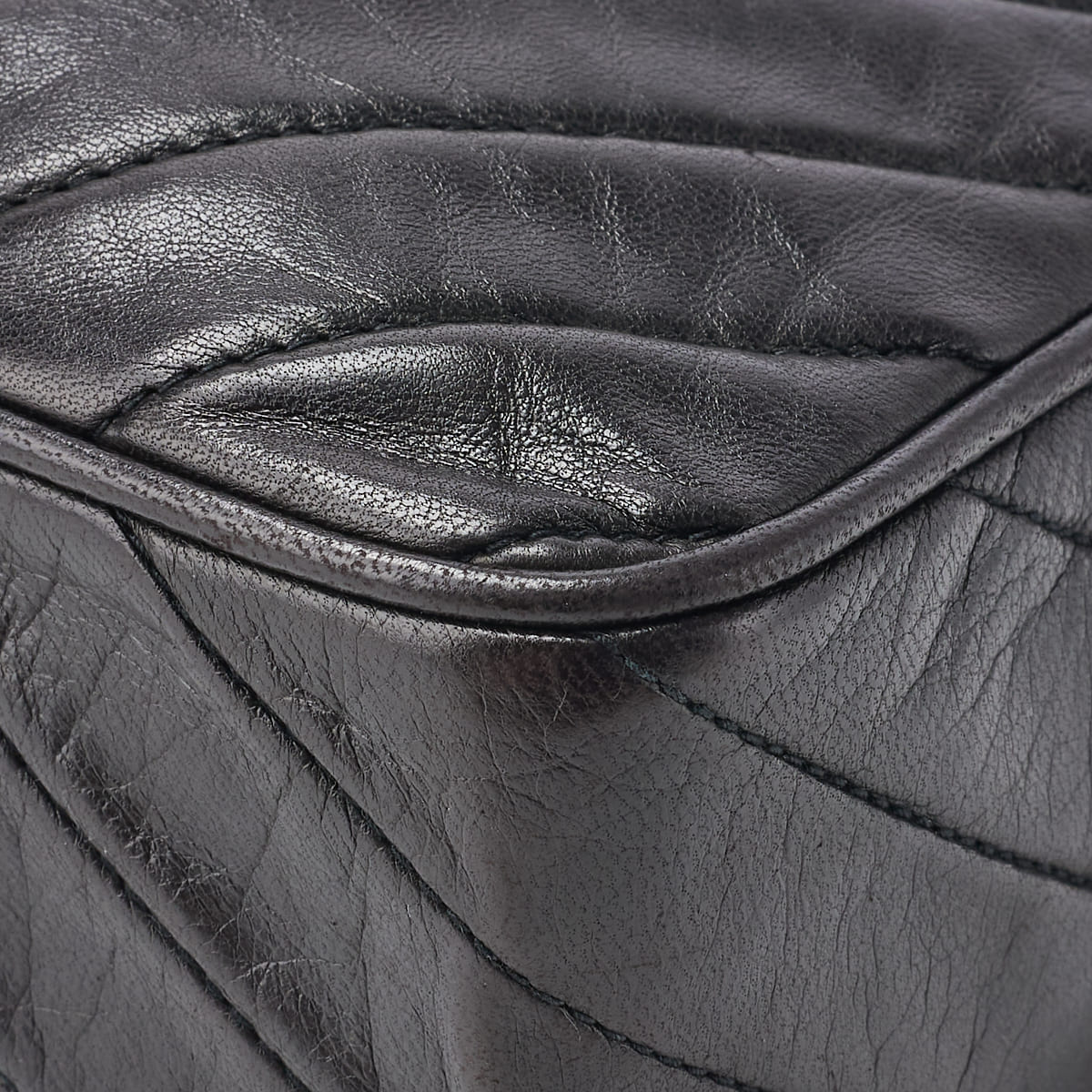 CHANEL Shoulder Bag, Bias Stitch, Coco Mark, Lambskin, Black, Gold-Tone Hardware, Pre-Owned - Vintage La Charme