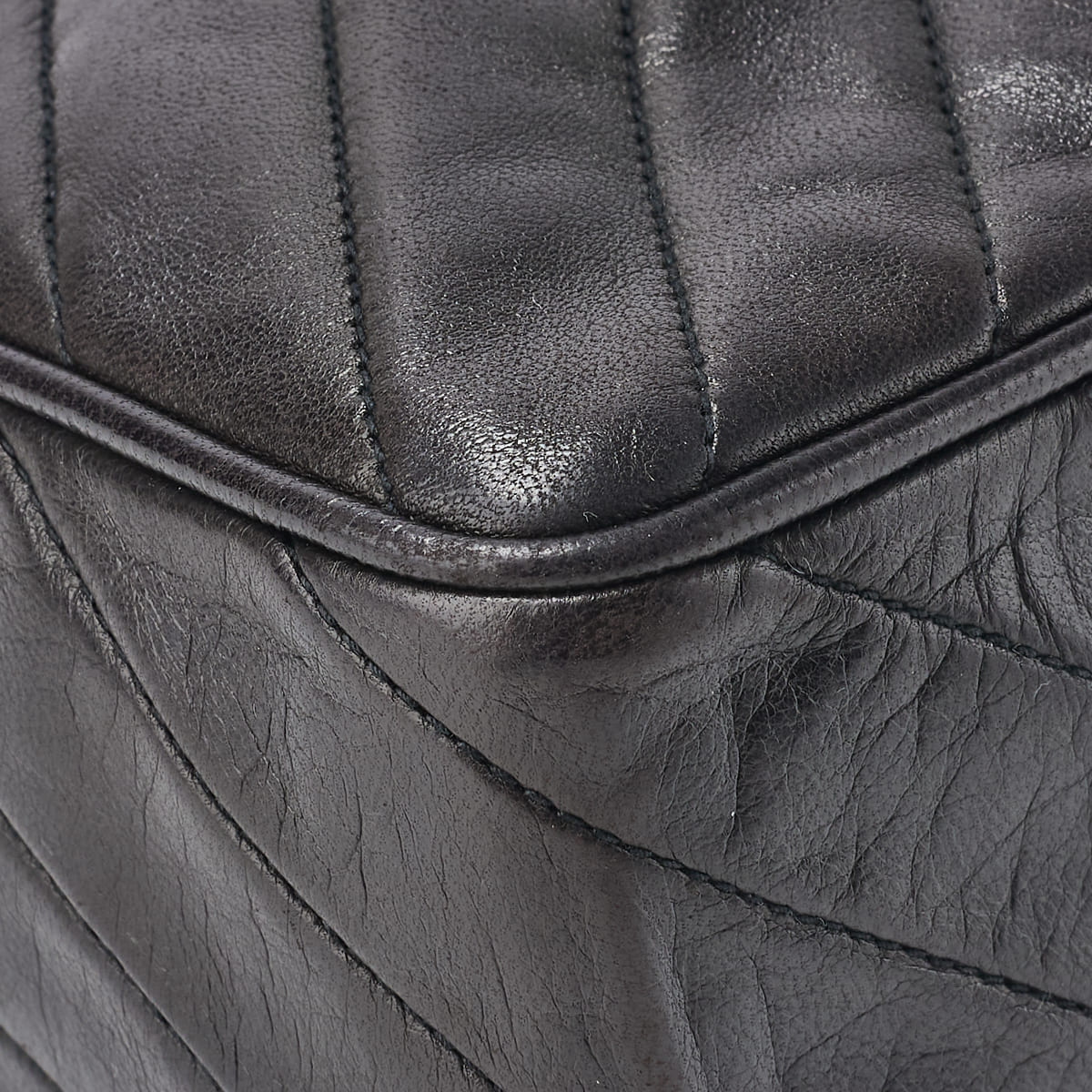 CHANEL Shoulder Bag, Bias Stitch, Coco Mark, Lambskin, Black, Gold-Tone Hardware, Pre-Owned - Vintage La Charme