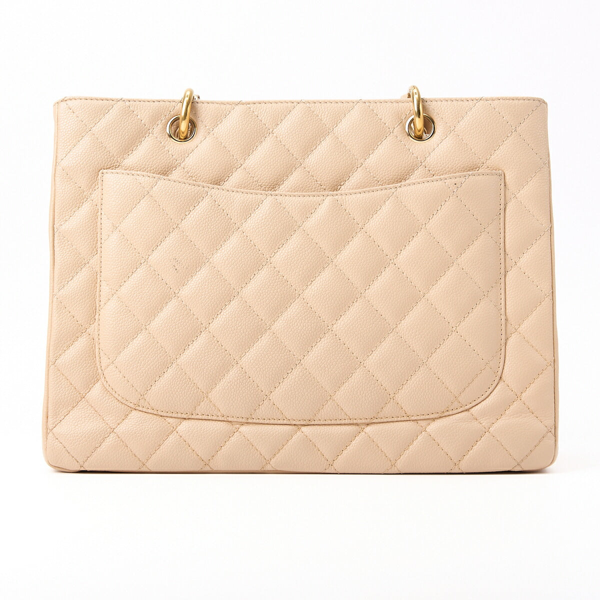 CHANEL Tote Bag Matelasse GST Double Chain Caviar Skin Beige Gold-Tone Hardware Pre-Owned - Vintage La Charme