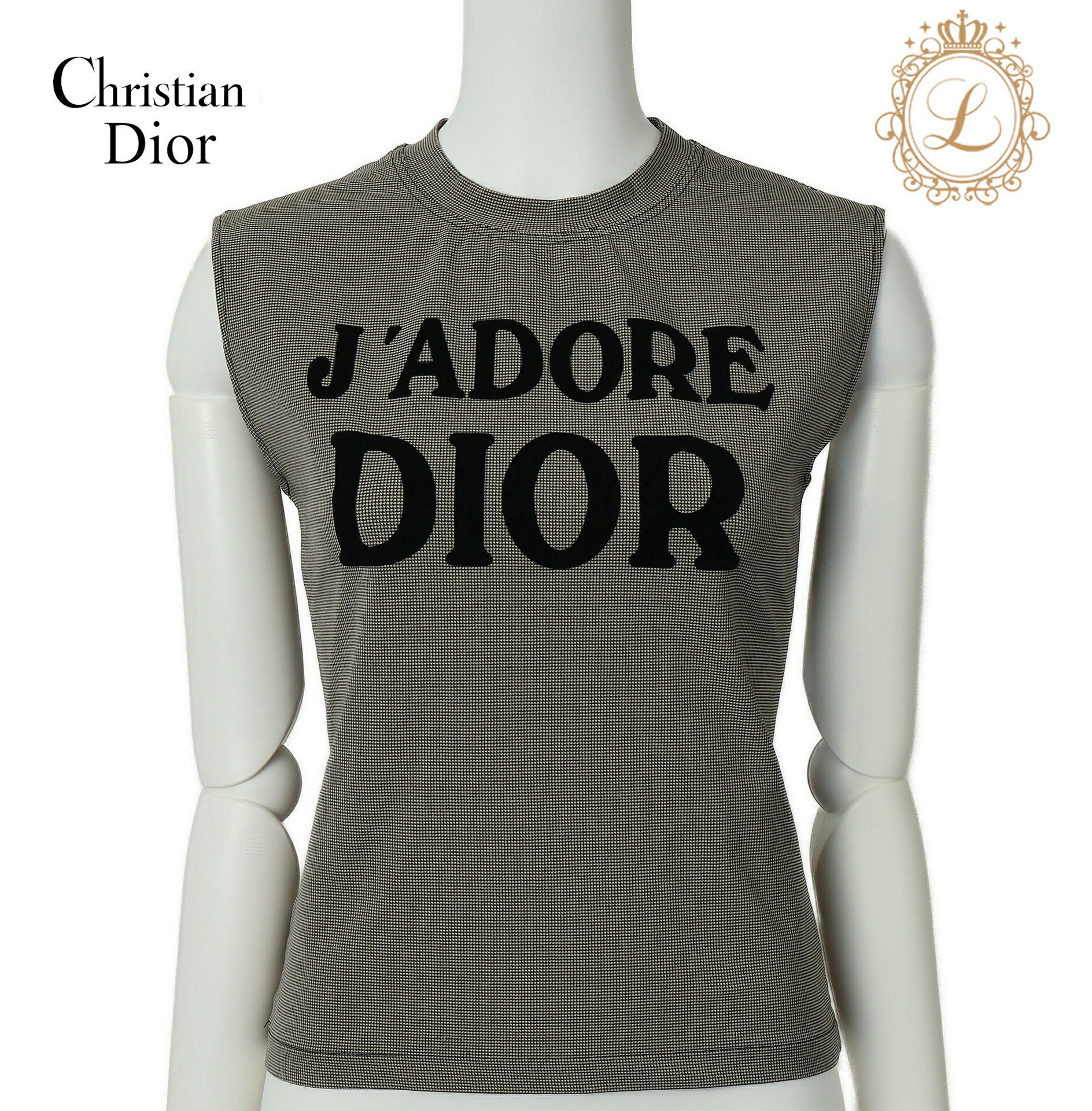 Dior T-Shirt, Staggered Design, 100 Percent Cotton, Black, Silver-Tone Hardware, Pre-Owned - Vintage La Charme
