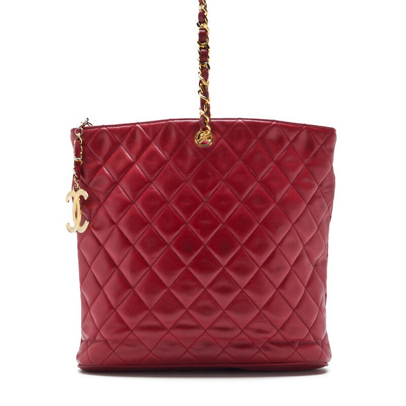 CHANEL Mini Boston Bag, Matelasse, Chain Shoulder, Lambskin, Red, Gold-Tone Hardware, Pre-Owned - Vintage La Charme