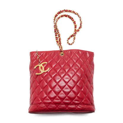 CHANEL Mini Boston Bag, Matelasse, Chain Shoulder, Lambskin, Red, Gold-Tone Hardware, Pre-Owned - Vintage La Charme