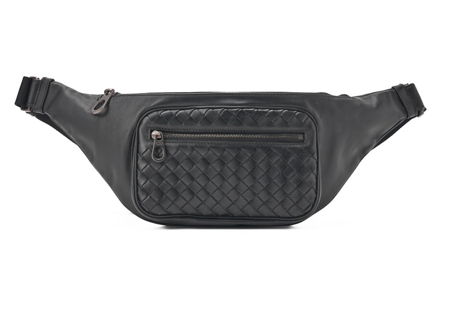 Bottega Veneta Messenger Bag Waist Pouch Intrecciato Lambskin Black Gold-Tone Hardware Pre-Owned