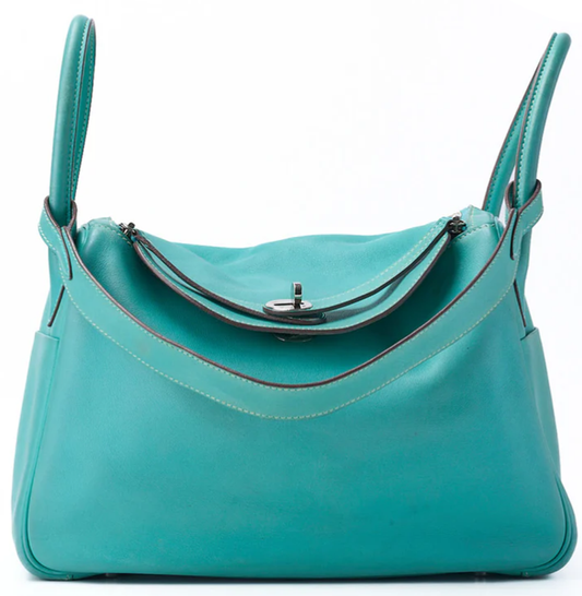HERMES Lindy 30 2way Shoulder Bag Swift Lagon Lagon Silver-Tone Hardware, Pre-Owned