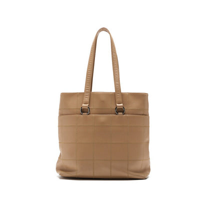 CHANEL Tote Bag Choco Bar Top Logo Caviar Skin Beige Silver-Tone Hardware Pre-Owned - Vintage La Charme