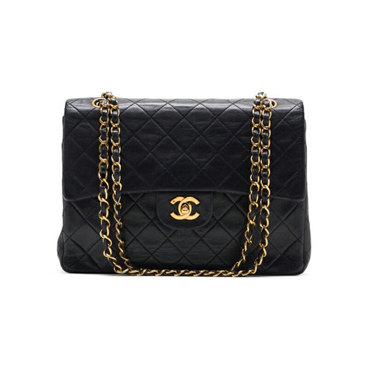CHANEL Shoulder Bag Matelasse Double Flap Chain Shoulder Lambskin Black Gold-Tone Hardware Pre-Owned - Vintage La Charme